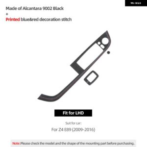 BMW Z4 E89 2009-2016 アルカンターラ 窓昇降コントロールパネル トリム カバー パフォーマンス ステッカー インテリア - 9002 Black LHD