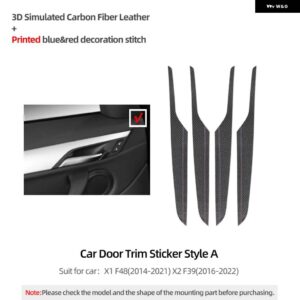BMW アルカンターラ X1 F48 X2 F39 車内ドアパネル トリム ストリップ M パフォーマンス ステッカー 4個 オートチューニング - PVC Black A