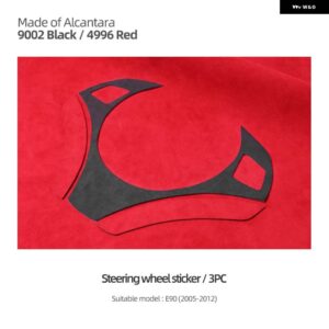 BMW E90 E92 E93 3シリーズ ステアリングホイール 装飾 カバー トリム ボタン ステッカー インテリア カー - Alcantara Red 3PC