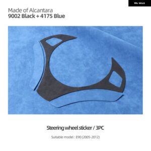 BMW E90 E92 E93 3シリーズ ステアリングホイール 装飾 カバー トリム ボタン ステッカー インテリア カー - Alcantara Blue 3PC