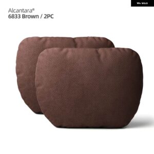アウディ BMW アルカンターラヘッドレストネックサポート クッション 汎用 レスト クッション メルセデス ポルシェ マツダ テスラ - Brown 6833 2PC
