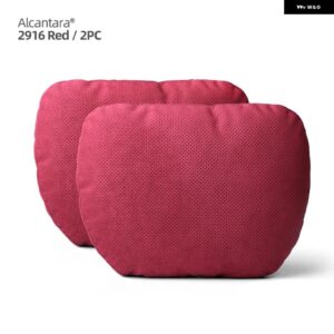 アウディ BMW アルカンターラヘッドレストネックサポート クッション 汎用 レスト クッション メルセデス ポルシェ マツダ テスラ - Alcantara Red 2PC