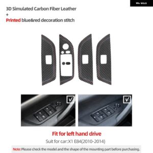 BMW X1 E84 2010-2014 カーボン車内ドア窓リフト スイッチ ボタン パネル トリム カバー パフォーマンス ステッカー - Carbon Leather LHD