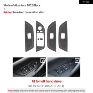 BMW X1 E84 2010-2014 カーボン車内ドア窓リフト スイッチ ボタン パネル トリム カバー パフォーマンス ステッカー - Black 9002 LHD