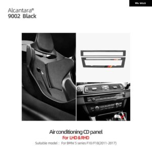 BMW アルカンターラ 5シリーズ F10 F18 カーセンターコンソール CD パネル カバー トリム M パフォーマンス ステッカー インテリア スタイリング - Black 9002