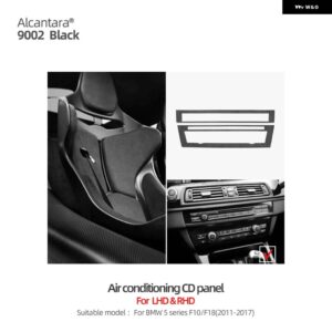 BMW アルカンターラ 5シリーズ F10 F18 カーセンターコンソール CD パネル カバー トリム M パフォーマンス ステッカー インテリア スタイリング - Classic BLACK 9002