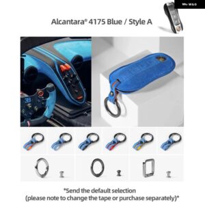 ポルシェ アルカンターラキーケースキーレスカバー キーシェル パナメーラスパイダーカレラマカンボクスターケイマンカイエン 911 970 981 - 4175 Blue Style A