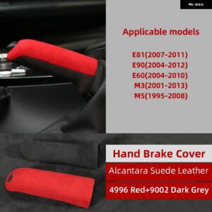 BMW ギアノブハンドブレーキカバー ステッカー アルカンターラ F30 F31 F32 F33 F34 F35 F36 E90 E60 F20 F21 F22 F23 X1 M3 - ALCANTARA Grey Red