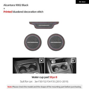 BMW 装飾 トリム F30 F34 F32 F33 F36 320I 335I 330I 3 4シリーズ 2015-2019 コースターウォーターカップ 滑り止め パッド - Cup B Alcantara