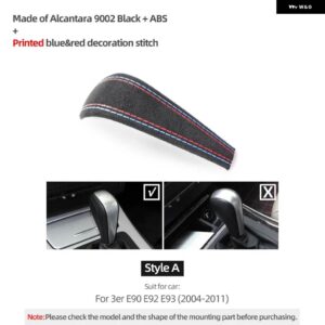 BMW ギアシフト ノブカバー ラップ E90 E60 E87 E92 E91 E61 E93 E83 X1 X3 X5 Z4 製アルカンターラトリム カー インテリア - 9002 Black A