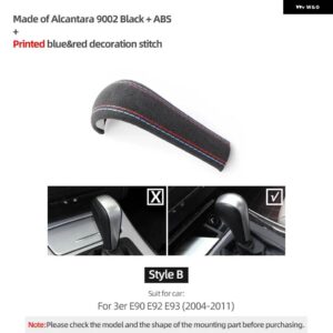 BMW ギアシフト ノブカバー ラップ E90 E60 E87 E92 E91 E61 E93 E83 X1 X3 X5 Z4 製アルカンターラトリム カー インテリア - 9002 Black B