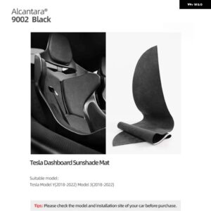 テスラ ダッシュボード サンシェードカバー パッド モデル Y 3 2023-2019 アルカンターラ日焼け止めインパネマット - 9002 black