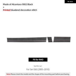 BMW 5シリーズ E60 E612005-2010 ダッシュボード パネル トリム 計器 DECATION ステッカー アルカンターラ インテリア - 9002 Black RHD
