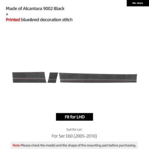BMW 5シリーズ E60 E612005-2010 ダッシュボード パネル トリム 計器 DECATION ステッカー アルカンターラ インテリア - 9002 Black LHD