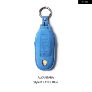 ポルシェ アルカンターラ革製車リモートキーカバー ケース カイエン 958 957 マカンケイマン 987 986 ボクスター 911 - Style B Blue