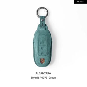 ポルシェ アルカンターラ革製車リモートキーカバー ケース カイエン 958 957 マカンケイマン 987 986 ボクスター 911 - Style B green