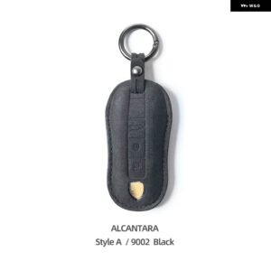 ポルシェ アルカンターラ革製車リモートキーカバー ケース カイエン 958 957 マカンケイマン 987 986 ボクスター 911 - Style A Black