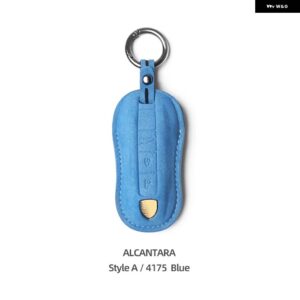 ポルシェ アルカンターラ革製車リモートキーカバー ケース カイエン 958 957 マカンケイマン 987 986 ボクスター 911 - Style A Blue
