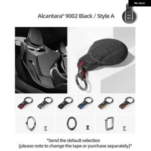 BMW アルカンターラ車リモートキーカバー ケースシェルフォブ ミニクーパー S ONE JCW R60 R55 R56 R57 R59 クラブマンカントリーマンキーホルダー - 9002 Black Style A