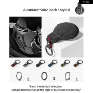 BMW アルカンターラ車リモートキーカバー ケースシェルフォブ ミニクーパー S ONE JCW R60 R55 R56 R57 R59 クラブマンカントリーマンキーホルダー - 9002 Black Style B