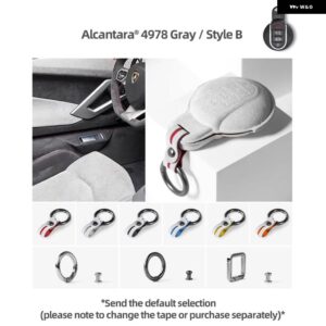 BMW アルカンターラ車リモートキーカバー ケースシェルフォブ ミニクーパー S ONE JCW R60 R55 R56 R57 R59 クラブマンカントリーマンキーホルダー - 4978 Gray Style B