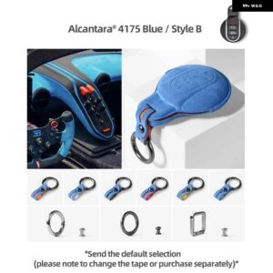 BMW アルカンターラ車リモートキーカバー ケースシェルフォブ ミニクーパー S ONE JCW R60 R55 R56 R57 R59 クラブマンカントリーマンキーホルダー - 4175 Blue Style B