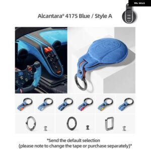 BMW アルカンターラ車リモートキーカバー ケースシェルフォブ ミニクーパー S ONE JCW R60 R55 R56 R57 R59 クラブマンカントリーマンキーホルダー - 4175 Blue Style A