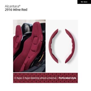 BMW 2個 アルカンターラ ワープ ステアリングホイール カバー F30 F31 F32 E90 E92 3シリーズ F20 F22 E70 G20 G28 F10 F07 スタイリング - Wine Red Perforated