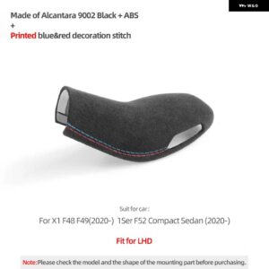 BMW ギアシフト ノブカバー X1 F48 F49 F52シリーズ 1 製アルカンターラスエード ラップ インテリア トリム ABS チューニング - 9002 Black LHD