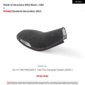 BMW ギアシフト ノブカバー X1 F48 F49 F52シリーズ 1 製アルカンターラスエード ラップ インテリア トリム ABS チューニング - 9002 Black RHD