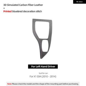 BMW カーボン X1 E84 2010-2014 センターコンソール ギアシフト パネル カバー トリム パフォーマンス ステッカー インテリア - Carbon Leather LHD