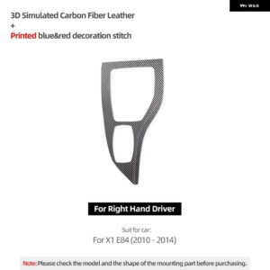 BMW カーボン X1 E84 2010-2014 センターコンソール ギアシフト パネル カバー トリム パフォーマンス ステッカー インテリア - Carbon Leather RHD