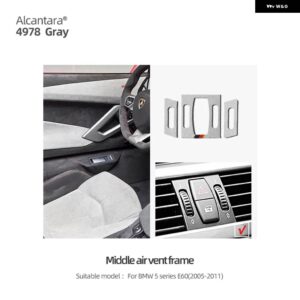 BMW フロントエアベント パネル トリム カバー ステッカー E60 5シリーズ 2005-2011 M PERFORMANC エアコンアウトレットフレームアルカンターラ - 4978 gray