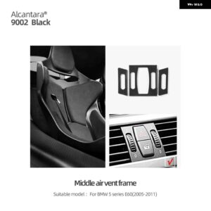 BMW フロントエアベント パネル トリム カバー ステッカー E60 5シリーズ 2005-2011 M PERFORMANC エアコンアウトレットフレームアルカンターラ - Classic Black