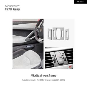 BMW フロントエアベント パネル トリム カバー ステッカー E60 5シリーズ 2005-2011 M PERFORMANC エアコンアウトレットフレームアルカンターラ - Classic Gray