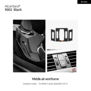 BMW フロントエアベント パネル トリム カバー ステッカー E60 5シリーズ 2005-2011 M PERFORMANC エアコンアウトレットフレームアルカンターラ - 9002 black