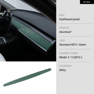 テスラ ダッシュボード トリム ストリップ モデル 3 Y 2019-2023 センターコンソール パネル ステッカー カバー アルカンターラ MO - 9073 green