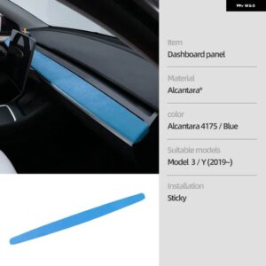 テスラ ダッシュボード トリム ストリップ モデル 3 Y 2019-2023 センターコンソール パネル ステッカー カバー アルカンターラ MO - 4175 blue