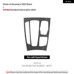 BMW X5 X6 F15 F16 2013-2017 アルカンターラ ギアシフト パネル カバー トリム パフォーマンス ステッカー カースタイリング インテリア - 9002 Black LHD