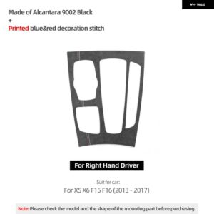 BMW X5 X6 F15 F16 2013-2017 アルカンターラ ギアシフト パネル カバー トリム パフォーマンス ステッカー カースタイリング インテリア - 9002 Black RHD