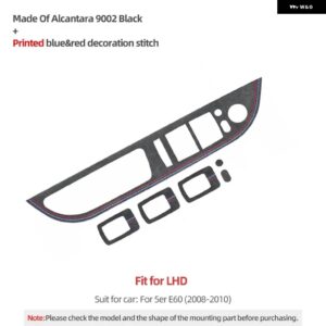 BMW E60シリーズ 5 2008-2010 カーボン インテリア トリム 窓リフトボタン パネル 装飾 パフォーマンス ステッカー ACCESSORIE - 9002 Black LHD