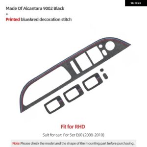 BMW E60シリーズ 5 2008-2010 カーボン インテリア トリム 窓リフトボタン パネル 装飾 パフォーマンス ステッカー ACCESSORIE - 9002 Black RHD