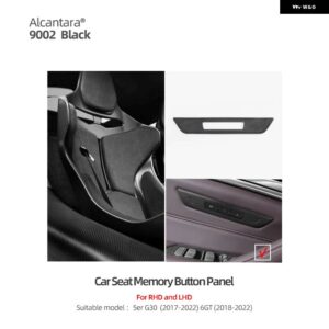 BMW カーシート メモリーボタン フレームトリム カバー G30 G38 5GT 6GTシリーズ 2022-2017 シート 調整 スイッチ パネル ステッカー - 9002 black