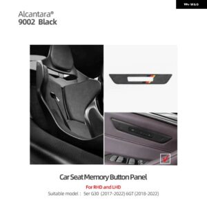 BMW カーシート メモリーボタン フレームトリム カバー G30 G38 5GT 6GTシリーズ 2022-2017 シート 調整 スイッチ パネル ステッカー - 9002 Black logo
