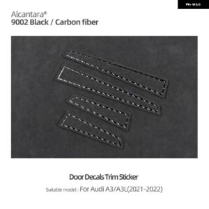 アウディ アルカンターラ A3 8Y A3L ドアボード オーディオ サウンドスピーカーカバー パネル トリム ステッカー カーボン インテリア - Alcantara Black