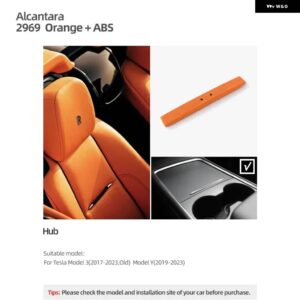 テスラ シャントハブセンターコンソール 充電ドッキングカバー ABS モデル 3 Y 2017-2023 アルカンターラトリム 製 インテリア - 2969 orange