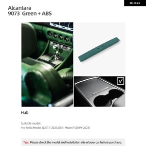 テスラ シャントハブセンターコンソール 充電ドッキングカバー ABS モデル 3 Y 2017-2023 アルカンターラトリム 製 インテリア - 9073 green