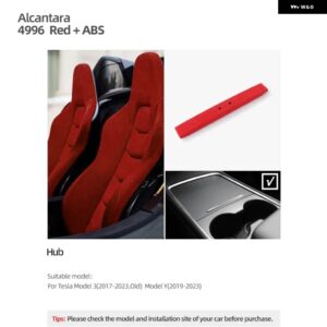 テスラ シャントハブセンターコンソール 充電ドッキングカバー ABS モデル 3 Y 2017-2023 アルカンターラトリム 製 インテリア - 4996 red