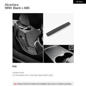 テスラ シャントハブセンターコンソール 充電ドッキングカバー ABS モデル 3 Y 2017-2023 アルカンターラトリム 製 インテリア - 9894 Black