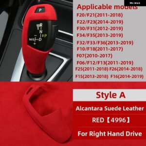 BMW カーラップ ABS ギアシフト ノブカバー アルカンターラ ステッカー F30 F34 F20 F21 F10 F07 F15 F16 F25 F26 インテリア - Style A Red RHD